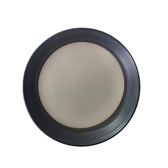 Set of 2- BISTRO CREAM by Sango Dark Gray Edge Glossy Cream 8" Salad Plate - Picture 1 of 7